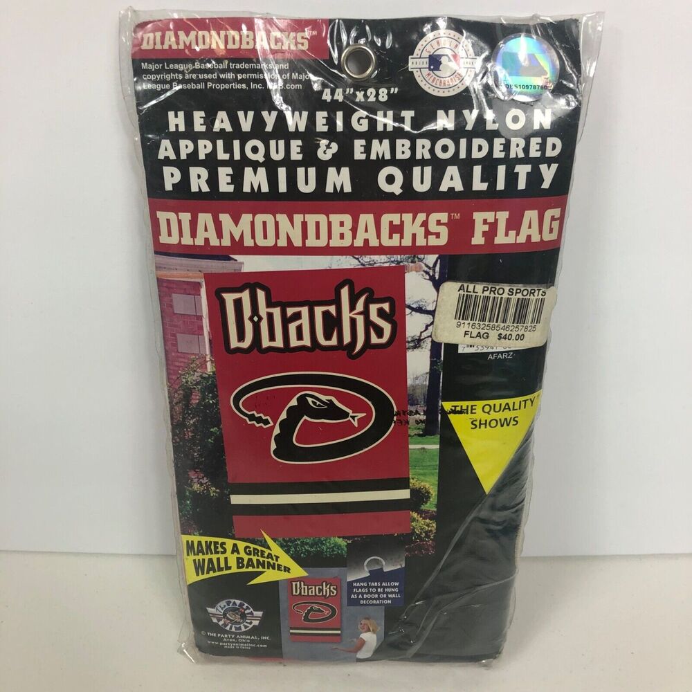 Arizona Diamondbacks 2 Sided Applique Embroidered Flag Banner 44 X 28 Red New